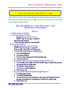 Bộ 10 đề thi học kỳ 1 môn Tiếng Việt Lớp 4